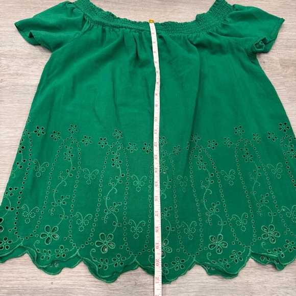 Old Navy Green Off-Shoulder Eyelet Top Size L - Picture 7 of 8